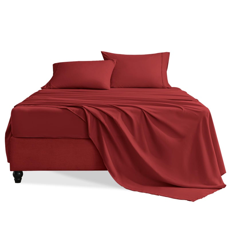 Swiftify Queen Sheet Set, 4 Pieces Hotel Luxury Soft Microfiber Queen Bed Sheets Set, Up to 16" Deep Pockets, Oeko-Tex Sheets with Elastic, Breathable, Wrinkle Free (Wine Red, Queen) - Image 1